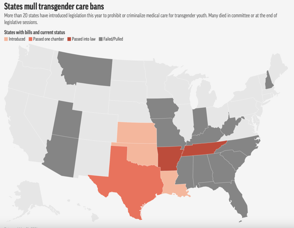 States with bans on Trans healthcare