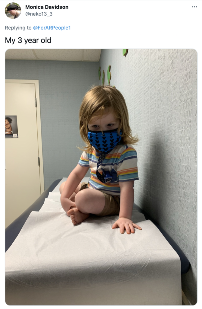 3 year old wears mask